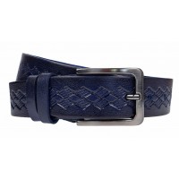 Curea barbati, eleganta, pentru costum, din piele naturala Bleumarin, 3.5cm - CK55BLM
